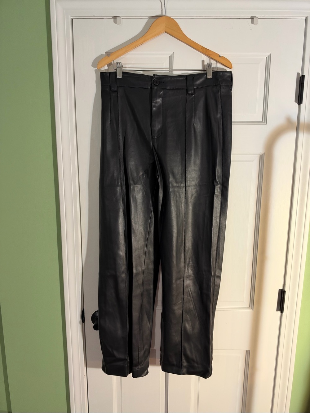 Zara Black Men's Leather Trousers - Straight Leg